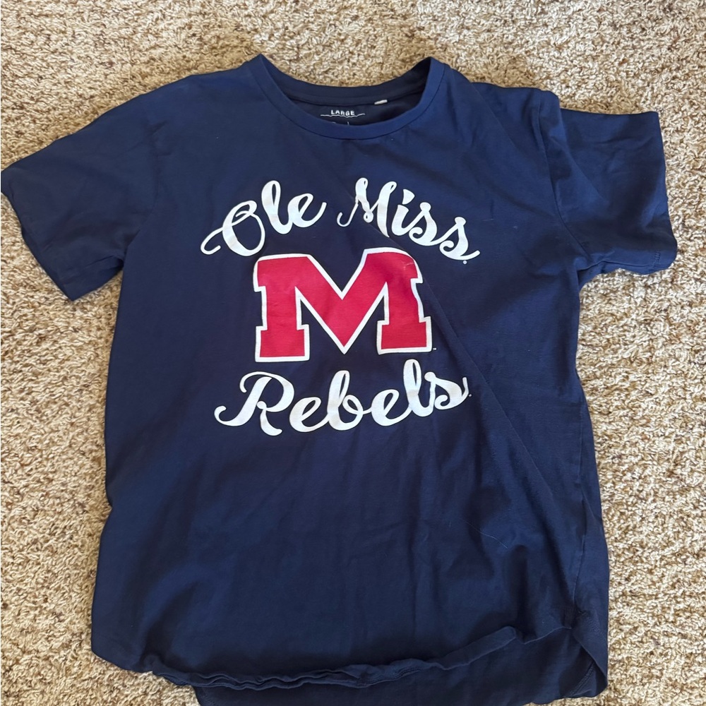 Pressbox Blue and Red Ole Miss Rebels Tee